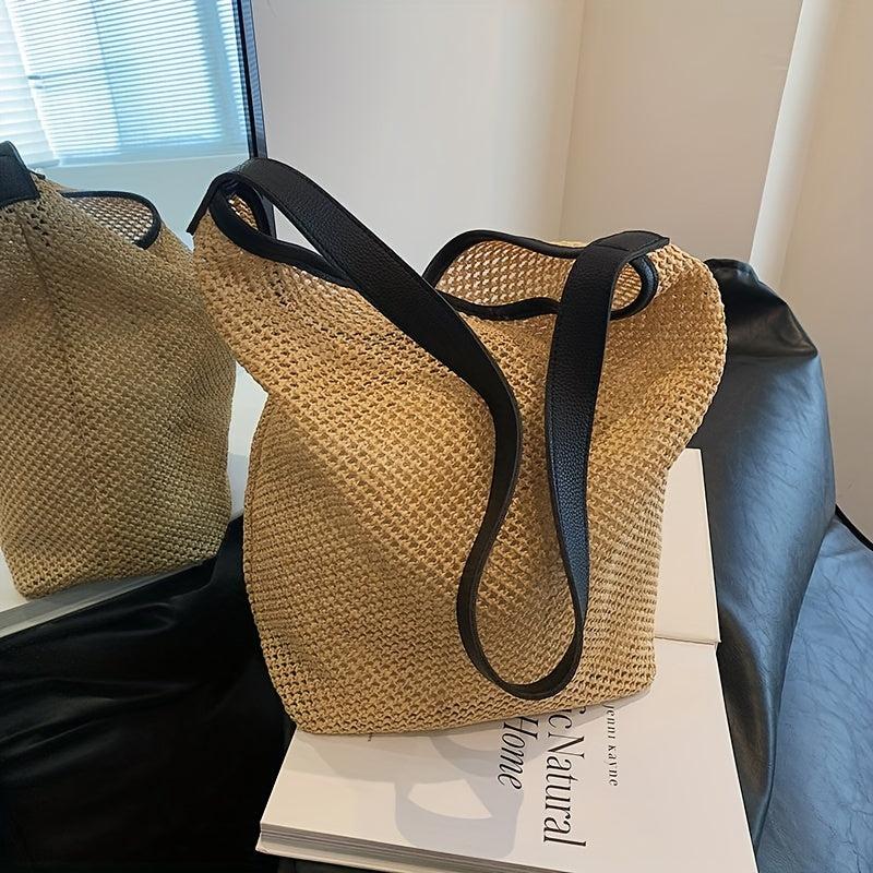 Straw Beach Tote Bag Large Capacity Casual Shoulder Bag