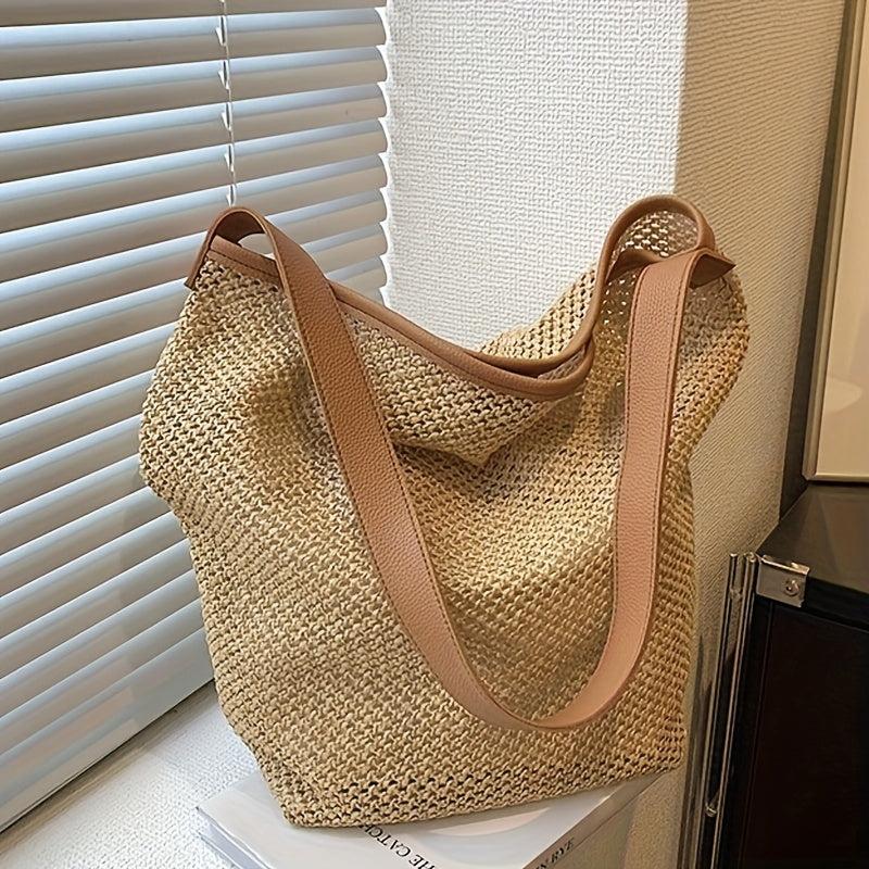 Straw Beach Tote Bag Large Capacity Casual Shoulder Bag