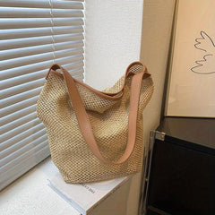 Straw Beach Tote Bag Large Capacity Casual Shoulder Bag