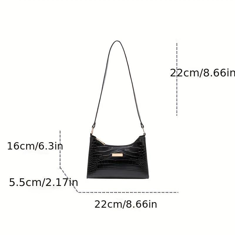 Crocodile Embossed Baguette Shoulder Bag