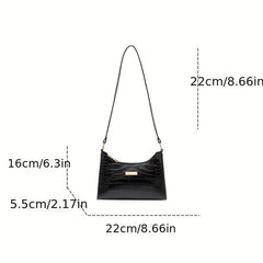 Crocodile Embossed Baguette Shoulder Bag
