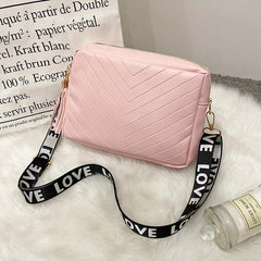Chevron V Pattern Shoulder Bag with Tassel Zipper Crossbody