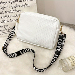 Chevron V Pattern Shoulder Bag with Tassel Zipper Crossbody