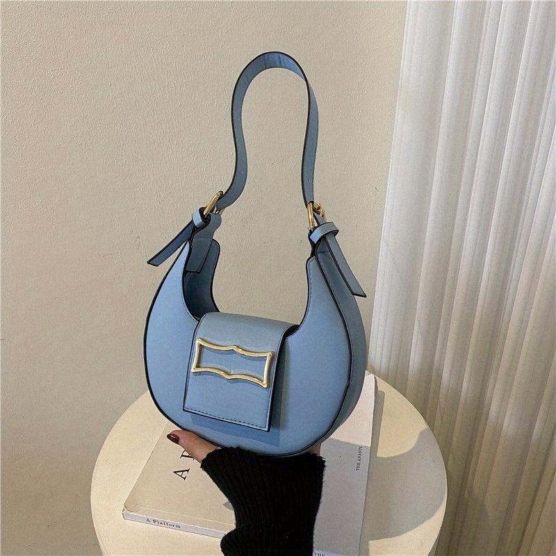 Mini Crescent Shoulder Bag PU Leather Underarm Purse