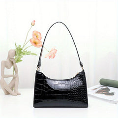 Crocodile Pattern Shoulder Bag Waterproof PU Leather Underarm Bag Women's Handba