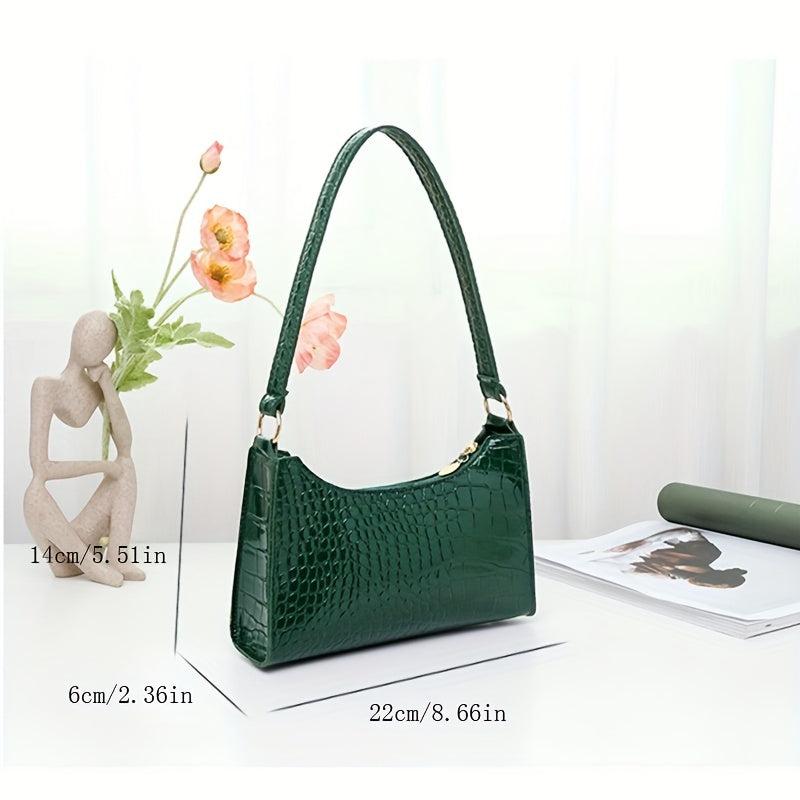Crocodile Pattern Shoulder Bag Waterproof PU Leather Underarm Bag Women's Handba