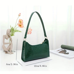 Crocodile Pattern Shoulder Bag Waterproof PU Leather Underarm Bag Women's Handba