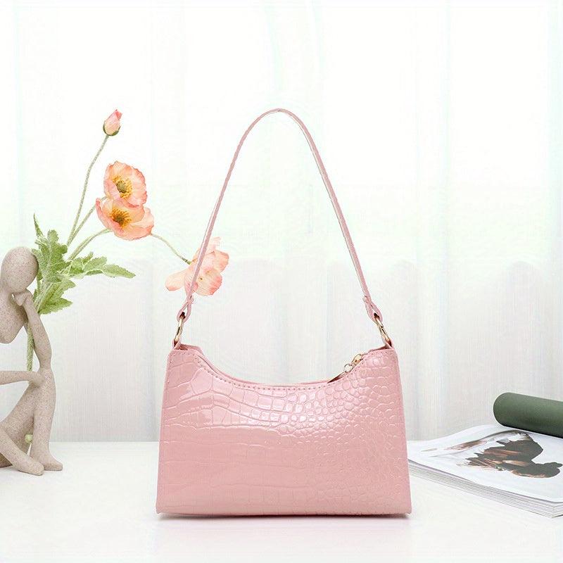 Crocodile Pattern Shoulder Bag Waterproof PU Leather Underarm Bag Women's Handba