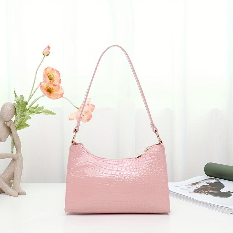 Crocodile Pattern Shoulder Bag Waterproof PU Leather Underarm Bag Women's Handba