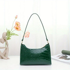 Crocodile Pattern Shoulder Bag Waterproof PU Leather Underarm Bag Women's Handba