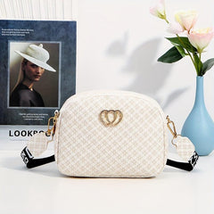 Heart Decor Mini PU Crossbody Bag for Women