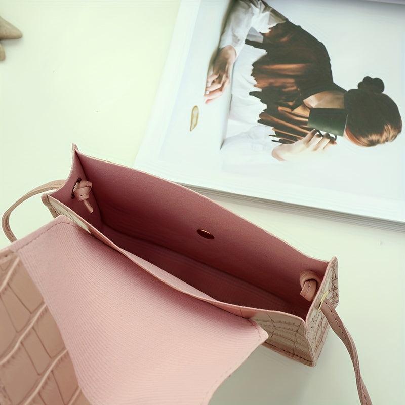 Pearl Decor Crossbody Bag PU Leather Textured Bag Shoulder Bag