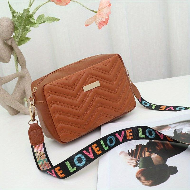 Metal Decor Crossbody Bag PU Leather Shoulder Bag Stylish Handbag