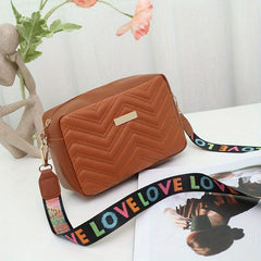 Metal Decor Crossbody Bag PU Leather Shoulder Bag Stylish Handbag