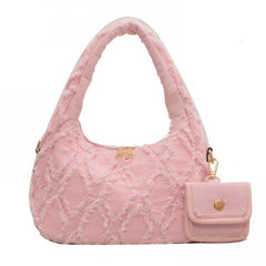 Raw Trim Denim Hobo Bag Shoulder Bag With Coin Purse
