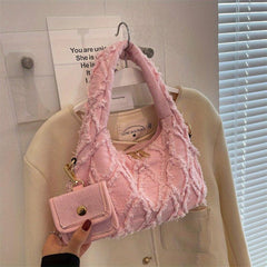 Raw Trim Denim Hobo Bag Shoulder Bag With Coin Purse
