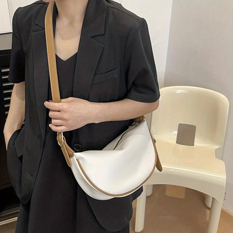 Solid PU Leather Crossbody Bag Lightweight Dumpling Bag