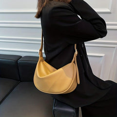 Solid PU Leather Crossbody Bag Lightweight Dumpling Bag