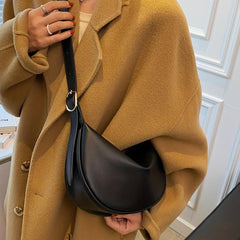 Solid PU Leather Crossbody Bag Lightweight Dumpling Bag
