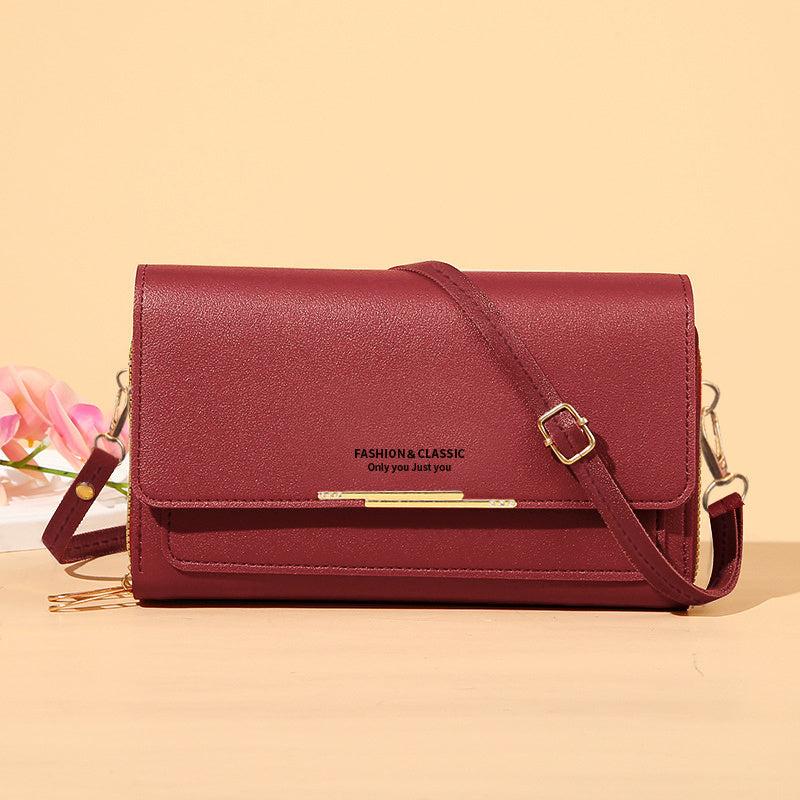 Women's Zipper Long Coin Purse Solid Shoulder Bag Versatile