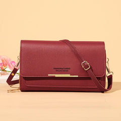 Women's Zipper Long Coin Purse Solid Shoulder Bag Versatile
