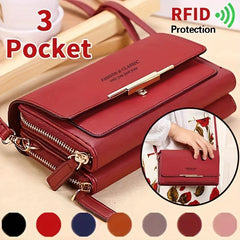 Women's Zipper Long Coin Purse Solid Shoulder Bag Versatile