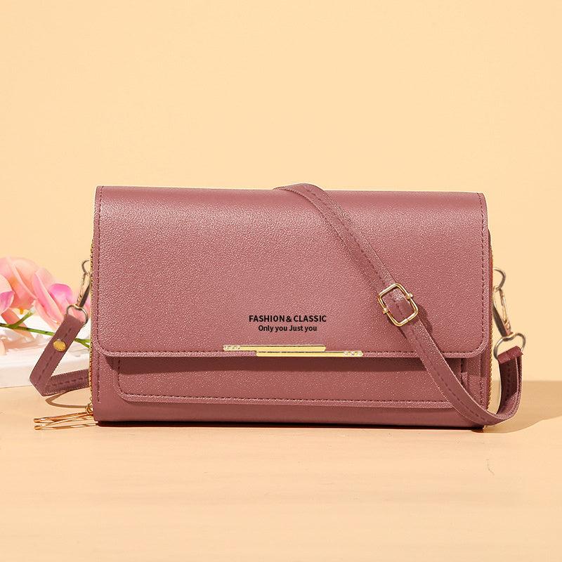 Women's Zipper Long Coin Purse Solid Shoulder Bag Versatile