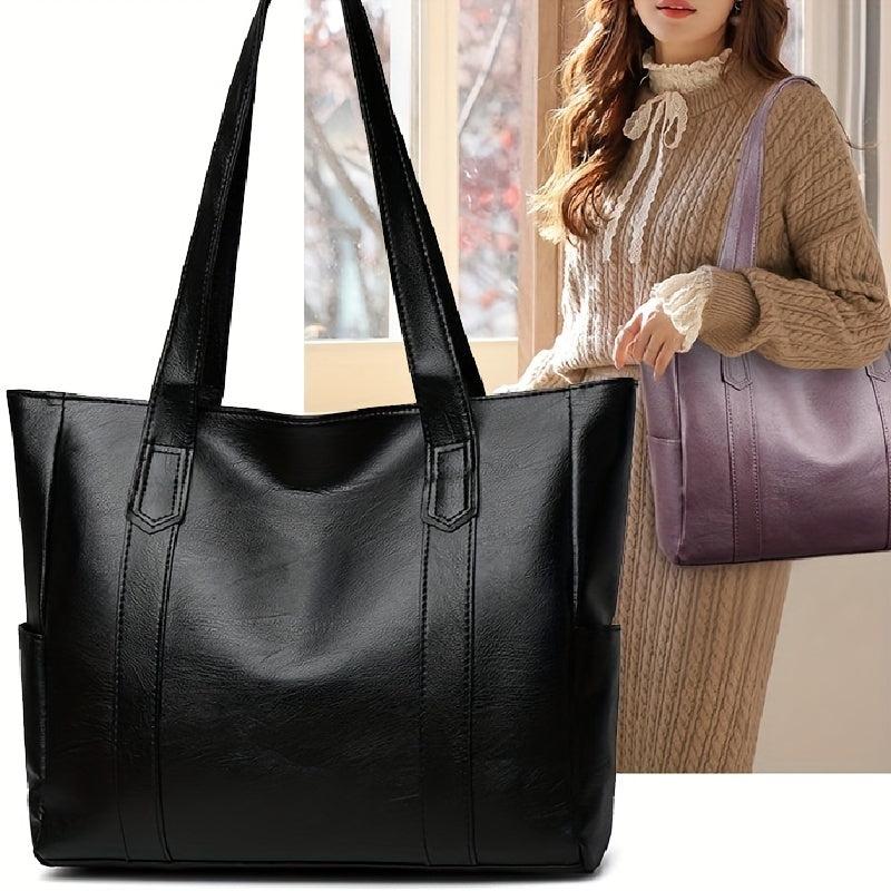 Large Capacity Shoulder Bag PU Leather Handbags For Work & School