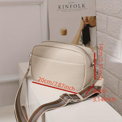 Wide Strap Cube Crossbody Bag PU Leather Textured Bag Purse