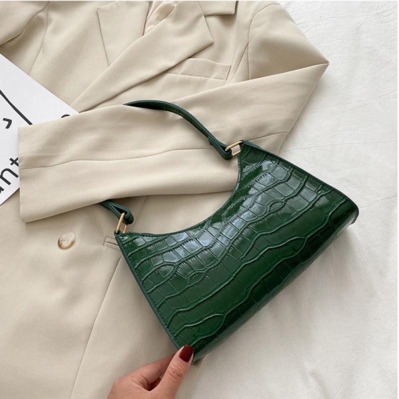 Crocodile Pattern Zipper Shoulder Bag for Women