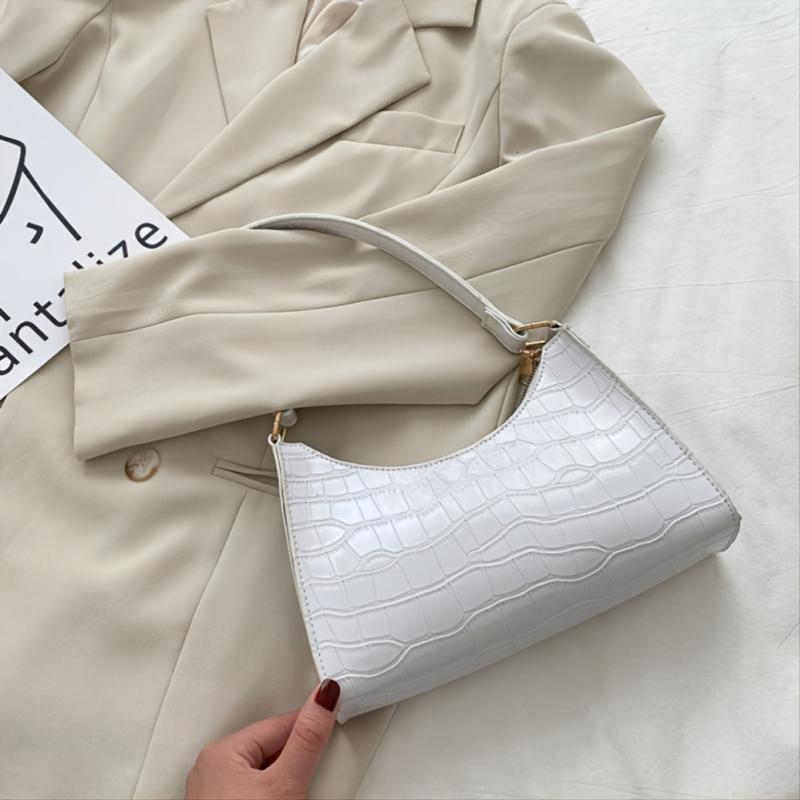 Crocodile Pattern Zipper Shoulder Bag for Women