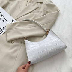 Crocodile Pattern Zipper Shoulder Bag for Women