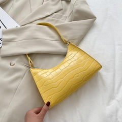 Crocodile Pattern Zipper Shoulder Bag for Women