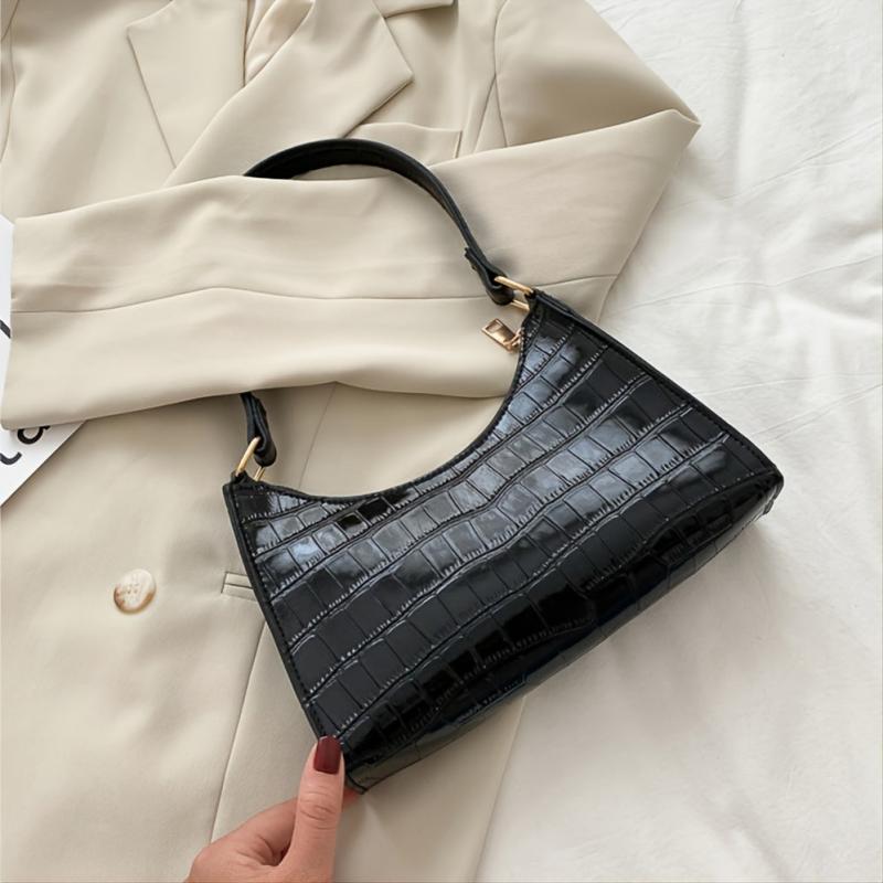 Crocodile Pattern Zipper Shoulder Bag for Women