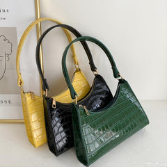 Crocodile Pattern Zipper Shoulder Bag for Women