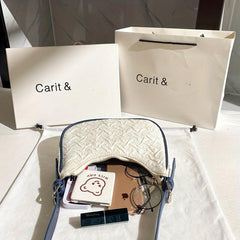 Pleated Top Handle Underarm Bag Dacron Textured Bag