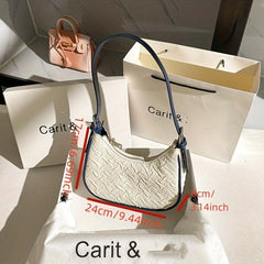 Pleated Top Handle Underarm Bag Dacron Textured Bag