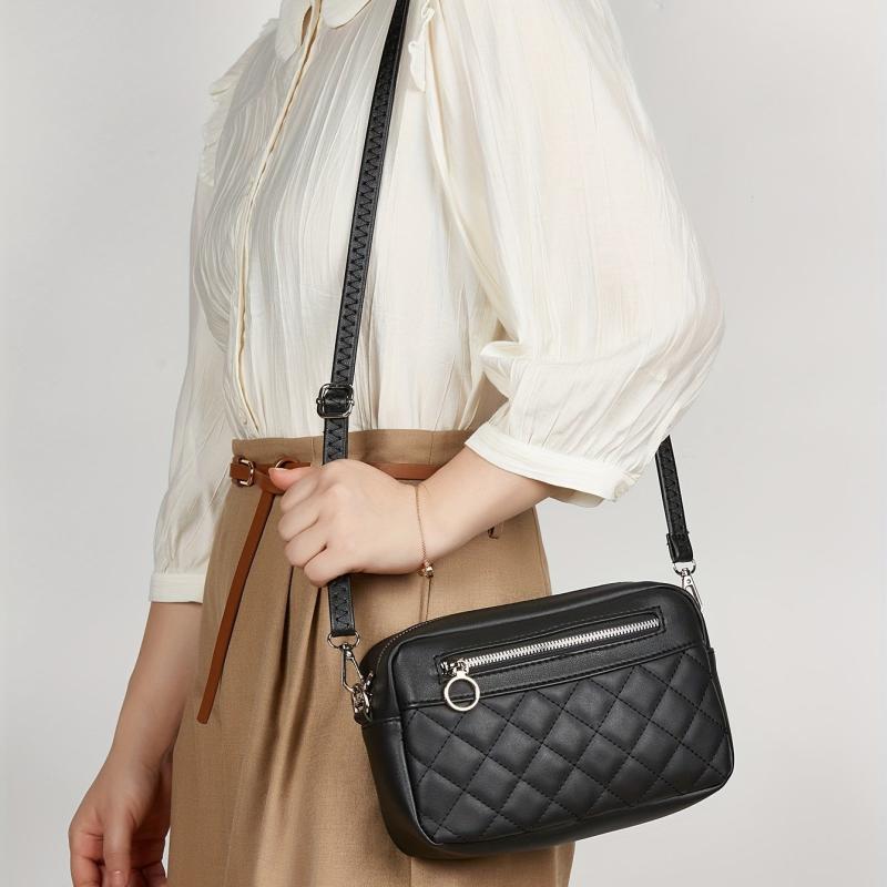 Quilted Shoulder Bag Casual PU Leather Crossbody Bag Women's Phone Storage Bag