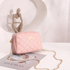 Quilted Faux Leather Shoulder Bag with Metal Decor