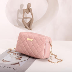 Quilted Faux Leather Shoulder Bag with Metal Decor