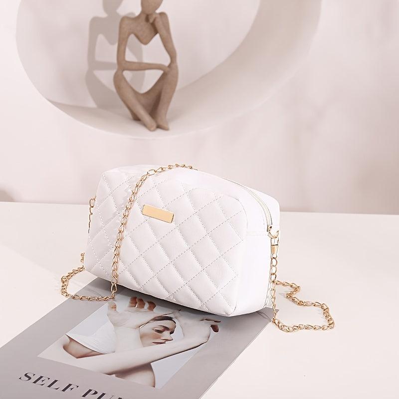 Quilted Faux Leather Shoulder Bag with Metal Decor