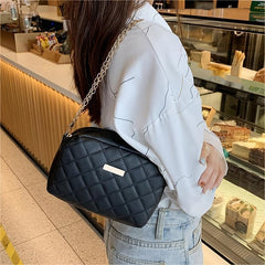 Quilted Faux Leather Shoulder Bag with Metal Decor