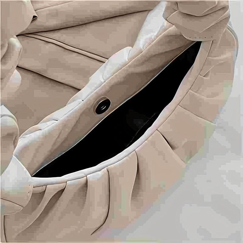 Minimalist Ruched Baguette Bag Solid Underarm Bag Zipper