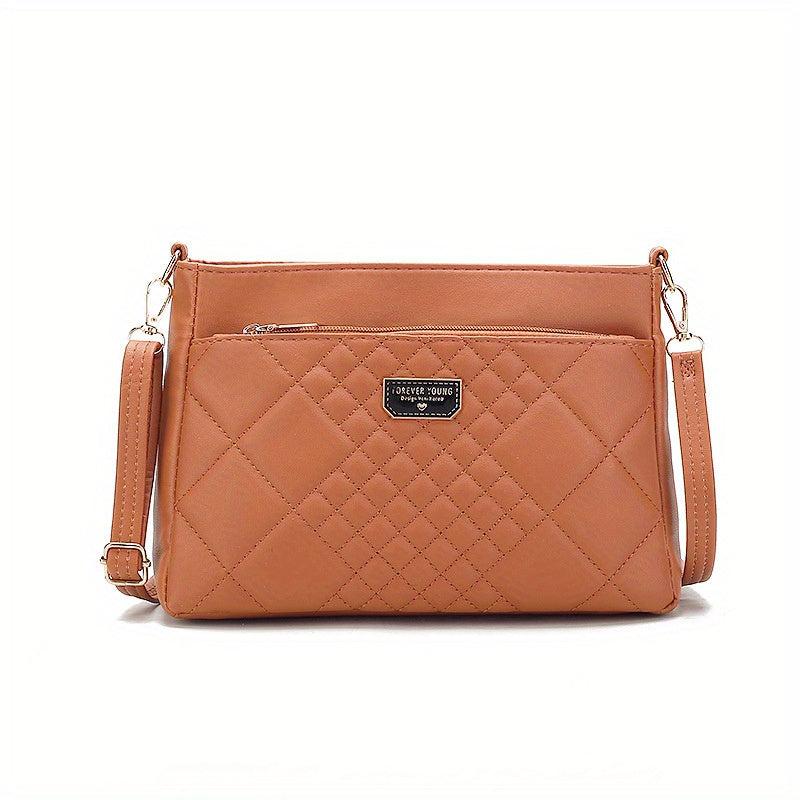 Quilted Crossbody Bag Vegan PU Shoulder Bag Women's Casual Handbag
