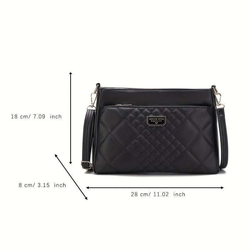 Quilted Crossbody Bag Vegan PU Shoulder Bag Women's Casual Handbag