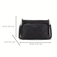 Quilted Crossbody Bag Vegan PU Shoulder Bag Women's Casual Handbag