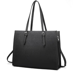 Large Capacity Laptop Tote Bag PU Leather Casual Commuter Bag
