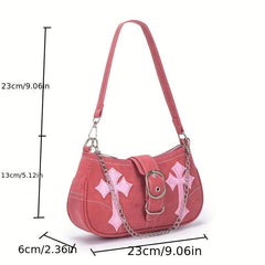 Y2K Cross Decor Underarm Bag Hot Girls Chain Shoulder Bag Pink Handbags