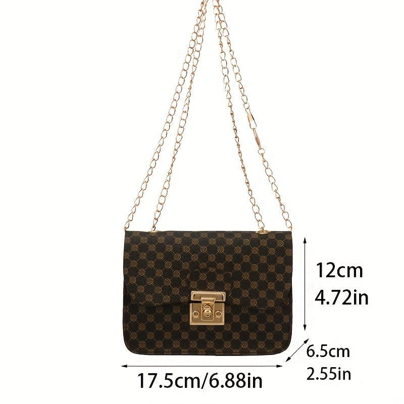 Vintage Pattern Square Shoulder Bag Classic Chain Bag For Work