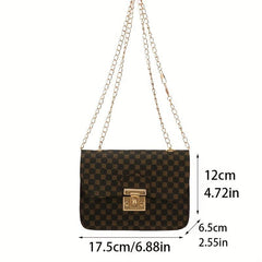 Vintage Pattern Square Shoulder Bag Classic Chain Bag For Work